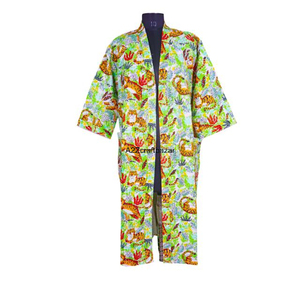 Kimono Kantha Indio Vintage Hecho a Mano, Maxi Vestido Informal de Invierno para Mujer, Estilo Floral de Verano, 100% Algodón, Secado Rápido, Suave y Transpirable, para Playa - Product Image 1