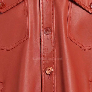 Men's Turn Collar <b>Covered</b> <b>Button</b> Closure Loose Genuine Leather Shirt Breathable Eco-Friendly Durable Lightweight Casual Winter - Product Image 6