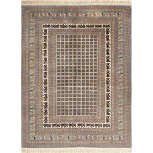Tapis en laine noués à la main Kiaan, grande surface, couleur ivoire, motif géométrique PAEM-1190, pour la décoration de la maison, du salon et du couloir - Product Image 1