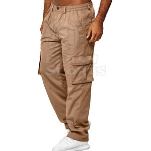 Pantalones Cargo de moda para hombre, pantalones casuales cómodos de alta calidad ajustados con patrón recto, lavado oscuro ligero - Product Image 4
