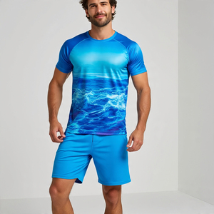 Ensembles de shorts de fitness jogging d'été de haute qualité pour hommes hauts de loisirs en deux pièces imprimés personnalisés et shorts à motifs solides coupe ample - Product Image 6