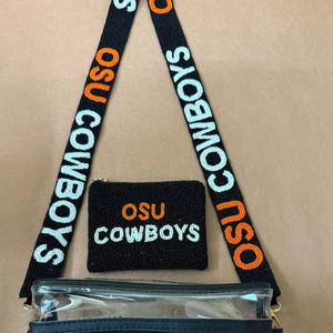 Sangle de sac brodée à la main en perles rouges et blanches avec lettres GO UTES, large bandoulière, accessoires de remplacement pour poignée de sac à bandoulière - Product Image 1