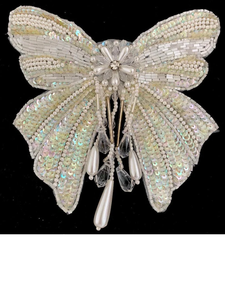 ผ้าโพลีเมชปักพลอยเทียมรูปผีเสื้อสำหรับงานแต่งงานงานเย็บติดแบบแฮนด์เมดลายฮอตฟิดปักประกายวิบวับ - Product Image 3