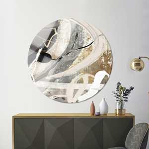 Impresión en Lienzo Abstracta Moderna en Gris y Dorado: Decoración de Pared Elegante, Círculo de Vidrio - Product Image 1