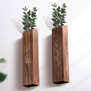 Vente en gros de jardinière de table en bois moderne personnalisée décoration murale de salon chambre à coucher vase à fleurs avec forme de couleur personnalisée - Product Image 6