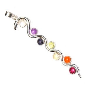 Acheter en gros Pendule en cristal collé naturel à sept chakras Pendules en pierres précieuses de guérison Chakra - Product Image 4