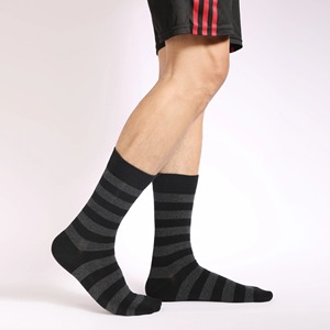 <b>Men's</b> High Quality Combed Cotton Crew <b>Socks</b> Black Dress Striped Plus Size Casual <b>Socks</b> with <b>Cool</b> Breathable Bottom Custom Logo - Product Image 6