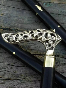 Vintage Handmade Polished Brass <b>Walking</b> <b>Cane</b> Adjustable Length 36 Inch Antique Designer Handle Durable Support Stick Birthday - Product Image 2