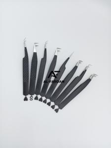 Pincettes à sourcils en acier inoxydable noir mat Nouveau design Embouts en fibre à volume élevé Pointe pointue Signe dollar en forme de cœur - Product Image 5