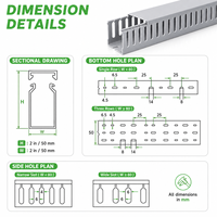 Canal de câblage PVC ignifuge sans halogène FSCAT 2000x30x30mm avec couvercle à clipser et fentes, certifié CE RoHS pour armoire d'automatisation industrielle