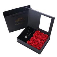 Ge conserveerde roos, liefde voor altijd, romantisch cadeau, ketting, oorbellen, juwelendoos met handtas, Valentijnscadeau