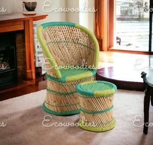 Tabouret et chaise Sarkanda élégants, modernes et écologiques, faits à la main, pour le salon intérieur et extérieur, le jardin, le café et le restaurant. - Product Image 1