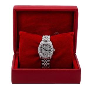 นาฬิกาสายสแตนเลสเพชรโมอิสเพชรหรูหราพร้อมนาฬิกาโรมันสีดำขนาด38มม. แสดงวันที่อัตโนมัติ - Product Image 6