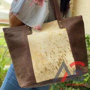 กระเป๋าโท้ทหนังสไตล์ผู้หญิง,กระเป๋าสะพายไหล่หนังขนโลหะกระเป๋าโท้ท - Product Image 1