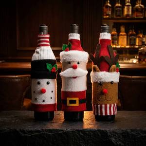 Housse de bouteille de vin de Noël en gros - Housse tricotée Père Noël Bonhomme de neige Renne pour décoration de table de dîner et sac de fête - Product Image 3