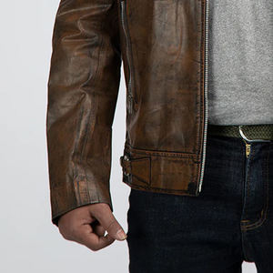 Veste de motard en cuir véritable High Street pour hommes, design vieilli élégant, couleur personnalisée, manches longues, manteau d'hiver fin à capuche - Product Image 6