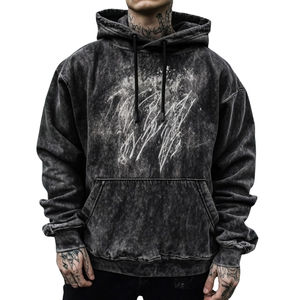 Custom Acid Wash Winter Hoodie Premium <b>Warm</b> <b>Fleece</b> Soft Fabric Comfortable Stylish Casual Streetwear Trendy Pullover Hoodie - Product Image 5