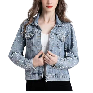 Econex-Veste de sport déchirée à capuche et double boutonnage de haute qualité pour femmes, manteau en jean bleu vieilli surdimensionné d'hiver - Product Image 3