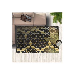 Alfombra clásica amarilla-gris, alfombra de yute con patrón dorado para sala de estar, entrada, pasillo, 4m de ancho, estampado Digital, rectángulo clásico - Product Image 3