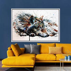 Impression de peinture de loup moderne : élégante œuvre d'art sur toile pour décoration contemporaine, toile encadrée blanche - Product Image 1
