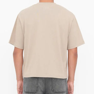 Venta al por mayor de los hombres de manga corta de retazos personalizados letra impresa transpirable ecológico 100% algodón recortado Boxy camisetas Streetwear - Product Image 2