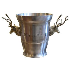 Artesano indio hecho a mano estilo ciervo aluminio champán cubo níquel chapado elegante diseño lluvia ciervo encimera Bar conjuntos - Product Image 5