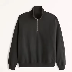 Pullover <b>Half</b>-<b>zip</b> Mock-neck plus size <b>men's</b> hoodies & <b>sweatshirts</b> drop shoulder boxy hoodie <b>sweatshirts</b> custom logo - Product Image 4