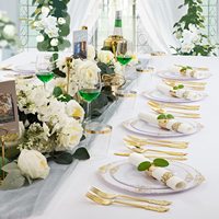 175 pièces en gros assiettes de fête assiette en plastique jetable 7 10 pouces ensemble d'assiettes vaisselle avec couteau à dîner fourchettes cuillère
