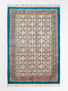 Blue Border Flower and Leaves Pattern Designer Carpets Hand Block Print Pattern Rugs Jaipuri Print Pattern Work Carpet for Decor - Product Image 4