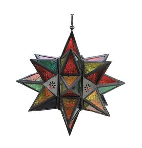 Handmade metal iron <b>Moroccan</b> hanging <b>lantern</b> with a distressed rustic finished suitable for farmhouse or vintage decor - Product Image 3