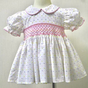 Vestido de Bebé Niña con Mangas Abullonadas y Bordado a Mano, Vestido de Fiesta Infantil con Estampado Pastel - Product Image 1