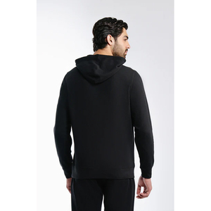 Sudadera con Capucha Negra para Hombre, 100% Algodón Felpa, Corte Regular, Color Sólido Formal, Diseño con Bolsillo, Logotipo Frontal Lavado, Invierno - Product Image 2