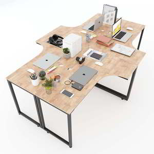 Mesa de Centro Minimalista Moderna para 4 Personas HBMN018 240x140cm con Tapa Curva de Madera de Caucho con Estilo Melamina para Muebles de Oficina - Product Image 2