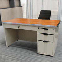 Table de bureau à ossature métallique Table d'étude Bureau scolaire Bureau d'ordinateur pour enseignants avec tiroirs verrouillables