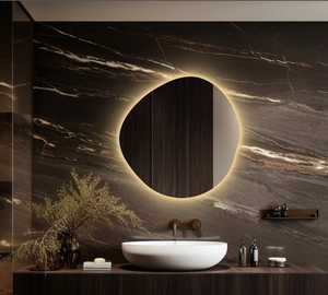 Asymmetrical Bathroom <b>Mirror</b> With Led Lights, RGB Led Vanity <b>Mirror</b>, Irregular <b>Lighted</b> MirrorFloral <b>Wall</b> Hanging <b>Wall</b> Decor - Product Image 1