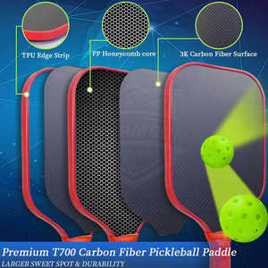 Pagaie de pickleball en fibre de verre thermoformée personnalisable USAPA approuvée protection de bord durable conception légère noyau en nid d'abeille de 16mm - Product Image 5