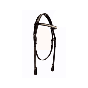 Tissage intelligent de têtière et de bride en cuir brun occidental avec des produits de cheval de peau brute naturelle assortie - Product Image 1