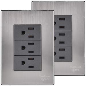Connettori a Muro, MXIOR-002, 2 Pezzi, Contatti x3, 125-250VAC, 15A, 50/60Hz, Argento/Oxford, Acciaio Inossidabile/PC. - Product Image 1