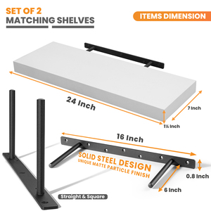 17&quot; 24&quot; 36&quot; Acacia Wood <strong>Floating</strong> <strong>Shelves</strong> Wall Mounted with Metal Bracket for Bathroom Home Decor Luxury Morden Hanging <strong>Shelves</strong> - Product Image 6
