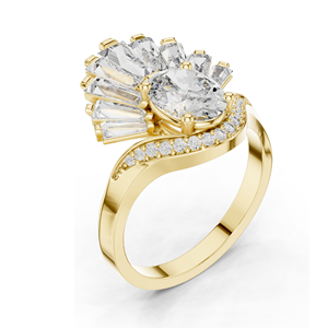 Bague en forme d'éventail pour femme avec diamant de laboratoire et moissanite 3.145 CT, clarté VVS-VS EF, or 18 carats, 14 carats, 10 carats et argent 925, rose - Product Image 5