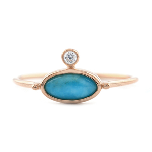 New Arrival 14k Gold Cabochon Oval Natural <b>Turquoise</b> Wedding <b>Ring</b> for Women Good Selling Tiny Diamond 10k/18k Available Parties - Product Image 2