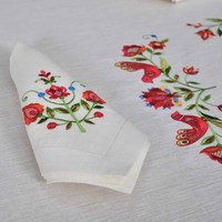 Nappe en lin brodée florale vintage Nature4u, style classique/postmoderne, décorations élégantes pour mariage, volant supérieur, 100% lin