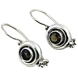 Boucles d'oreilles pendantes en argent 925 avec quartz fumé pour femmes, produit cadeau tendance - Product Image 2