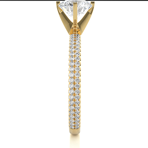 Solitaire de diamants de laboratoire de forme ronde glacée Bague de fiançailles en or jaune 14 carats avec diamant de 1.00 ct pour femmes et hommes - Product Image 3