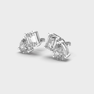 IGI Certified Lab Grown Diamond <b>Stud</b> Earrings <b>Emerald</b> Cut & Pear Cut Diamond Earrings 14K Yellow/White/Rose Gold Fine Jewelry - Product Image 5