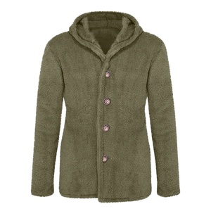 Sweat à capuche en toile Sherpa polaire personnalisable OEM style High Street avec col montant et fermeture éclair brodée de lettres en peluche violet - Product Image 2