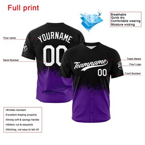 Maillots de baseball personnalisés pour hommes - Impression par sublimation, respirant, séchage rapide, 100% polyester, col en V, tailles adultes - Product Image 2