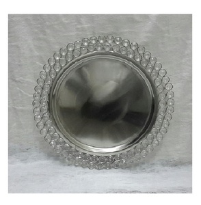 Plaque de chargeur perlée en cristal nickelé décoration fantaisie plaque de chargeur de luxe d'articles simples à vendre - Product Image 2
