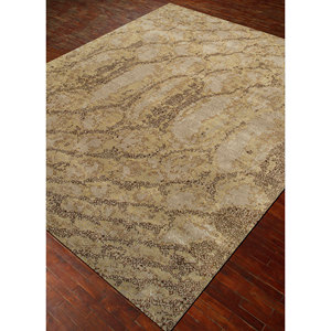 พรมขนสัตว์ผสมไหมถักมือสีเบจและสีน้ำตาลลายพันซี่ สำหรับใช้ในบ้าน รูปทรงสี่เหลี่ยมผืนผ้า สำหรับห้องนั่งเล่น ลายภาพนามธรรมแบบจิ๊กซอว์ รุ่น NRA-859 - Product Image 2