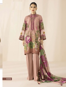 Colección de verano Traje estampado de algodón puro con parche bordado Ropa india y paquistaní con Lawn Dupatta - Product Image 2